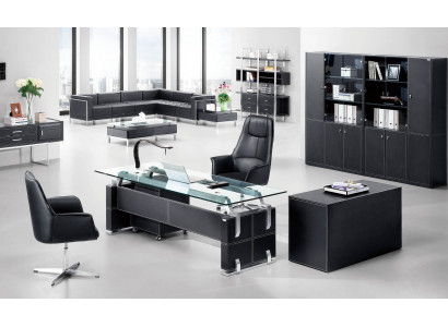 Moderner Eckschreibtisch aus MDF und Edelstahl in stilvollem Design