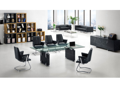 Moderner Chesterfield-Gartenstuhl aus Leder in Schwarz