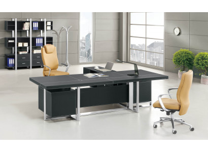Eckschreibtisch aus MDF und Edelstahl in modernem Design