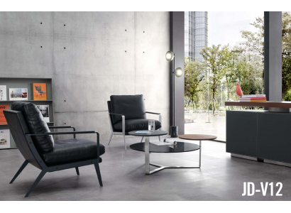 Moderner Couchtisch aus MDF, PVC und Edelstahl in Schwarz