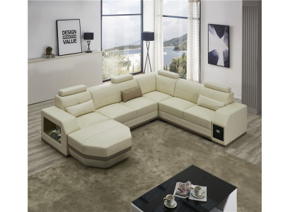 Leder-Couch Chesterfield modern in Premium Lederfaserstoff schwarz