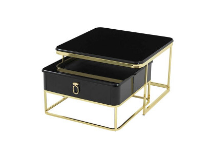 Schwarz Couchtisch mit Schubladen Wohnzimmer Hochwertig luxuriöse Möbel Designer