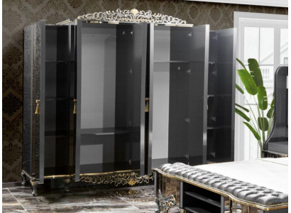 Kleiderschrank Schrank Holz Luxus Klassischе Schränke  Schwarz Schlafzimmer Neu