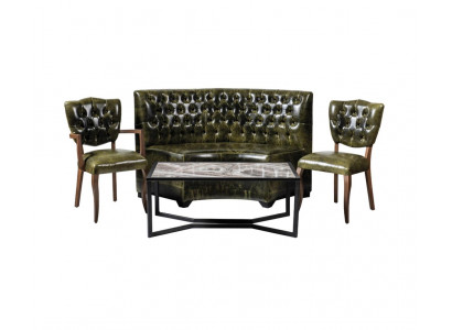 Chesterfield 2х Stühle Sofa 2 Sitzer Set 4 tlg. Sofa Bank Couch Sitzbank Grün
