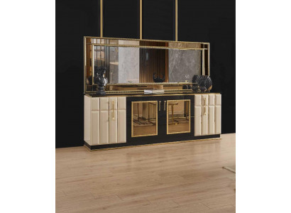 Kommode xxl Sideboard mit Spiegel Sideboards Holz Kommoden Möbel 2tlg Hochglanz