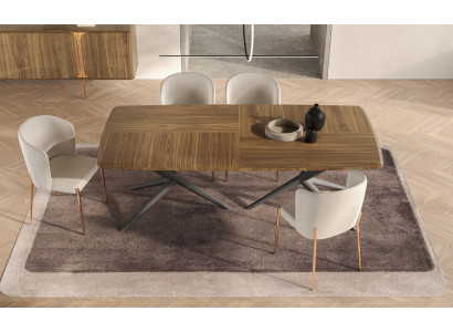 Weiß-Braune Esszimmer Garnitur Moderner Esstisch + 4x Stühle 5tlg Set