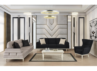 Sofagarnitur Couch Set Möbel 3+3+1 Couchtisch Luxus Möbel Textil 4tlg.