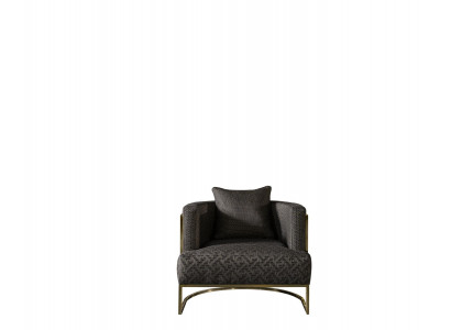 Sessel Schwarz Luxus Polster Stoff 1Sitzer Polster Modern Möbel Wohnzimmer