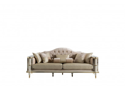 Sofa 3 Sitzer Beige Möbel Wohnzimmer Chesterfield Luxus Design Neu
