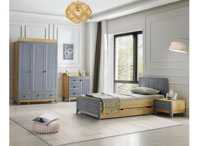 Set Bett Nachttisch Kommode Schrank Modernes Design Stilvolles Kinderzimmer 4tlg