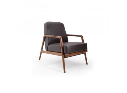 Design-Akkzent: Sessel in Trendfarbe mit schlichtem Holzrahmen neu