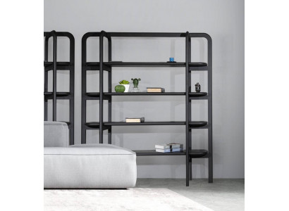 Stabiles Holzllregal Schwarz im Industrial Design mit Vintage-Charme
