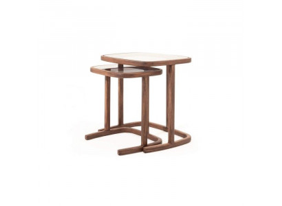 Luxuriöses Ablagentisch-Set Designer Couchtische Weiße Holzplatte 2tlg