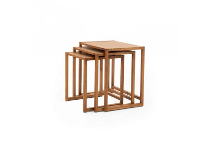 Braunes Holztisch-Set 3-er Quadratische Wohnzimmer Couchtische 3tlg Set
