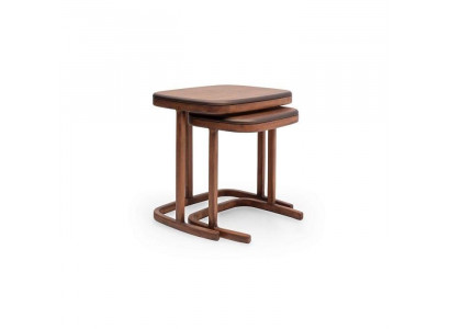 Brauner Beistelltisch-Set Wohnzimmer Couchtisch Garnitur Kaffeetische