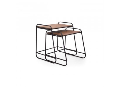 Designer 2x Ablagetische Designer Couchtisch Holzplatte Wohnzimmer Möbel