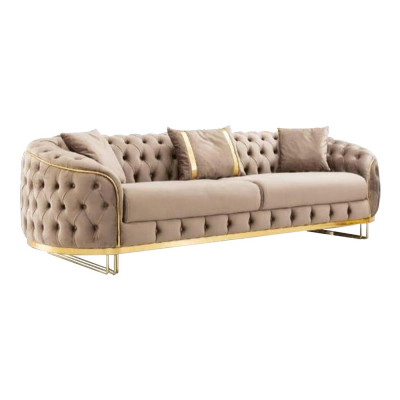 Designer woonkamer set 3-zitsbank en fauteuil beige kleur 2-delig nieuw