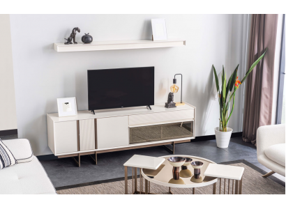 Stilvolle Wohnwand Designer TV-Lowboard Moderne Regale Robuste Möbel
