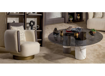 2tlg Sessel Couchtisch Wohnzimmer Luxus Beige Modern Einfarbig Polyester Neu
