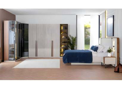 Komplette Schlafzimmer Bett Bettkasten Nachttische Weiß Schrank 4tlg