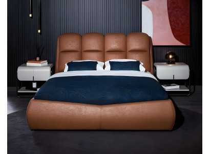 Schlafzimmer Gruppe Doppelbett Nachttische Braun Bett 3tlg Design