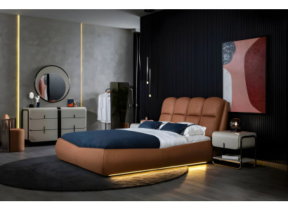 Komplette Schlafzimmermöbel Bett Nachttische Braun Schränke Luxus 7tlg