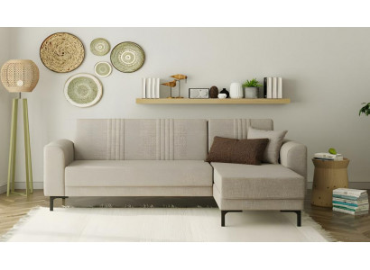 Stoffsofa Sofa Polstersofa Ecksofa L Form Couch Beige Bettfunktion
