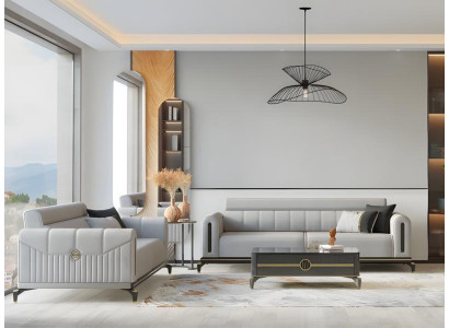 Couchgarnitur Komplette Dreisitzer Zweisitzer Grau Sofa Couch 2tlg Modern