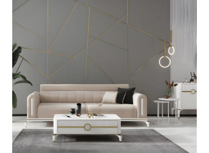 Zweisitzer Stoffsofa Sofa 2 Sitzer Beige Sofa Couch Design Polstersofa