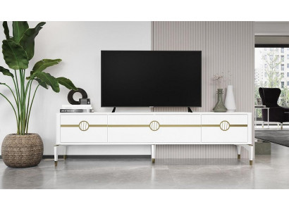 Sideboard RTV Lowboard TV Ständer Holz Schrank Tisch Wohnzimmer Weiß