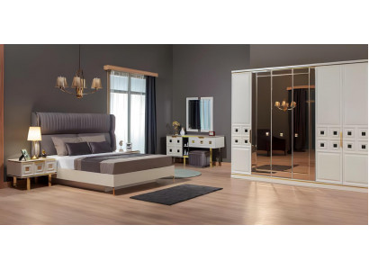 Komplette Schlafzimmermöbel Doppelbett Nachttische Schranke Beige 5tlg