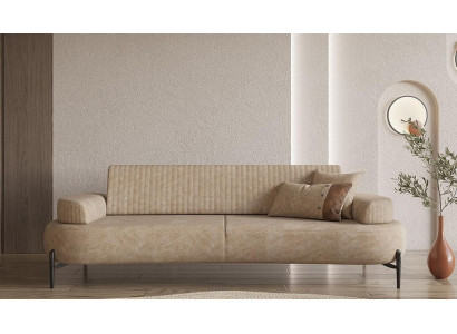 Designe Dreisitzer Sofa 3 Sitzer Polstersofa Stoffsofa Couch Beige