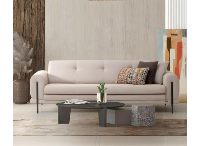 Couch Dreisitzer Sofa 3 Sitzer Weiß Stoffsofas Polstersofa Design