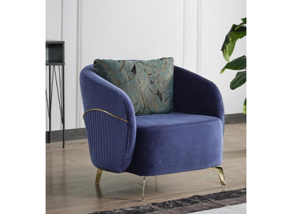 Sessel Design Couch Sofa Relax Hochwertig Textil Polster Sitzer Luxus Blau