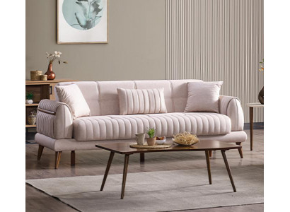 Luxus 2 Sitzer Couch Polster Sofa Textil Couchen Garnitur Zweisitzer Beige