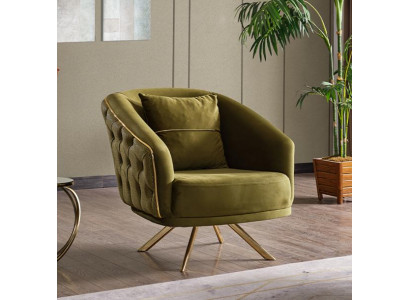 Sessel Design Couch Sofa Relax Hochwertig Textil Polster Sitzer Luxus Grün