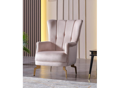 Sessel Design Couch Relax Hochwertig Textil Polster Sitzer Luxus Beige Modern