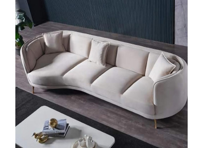 Design Wohnzimmer Luxus Sofa 4 Sitzer Sofa Weiß Textil Hochwertig Möbel