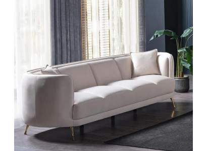 Luxus Sofa 3 Sitzer Sofa  Design Wohnzimmer Weiß Textil Hochwertig Möbel