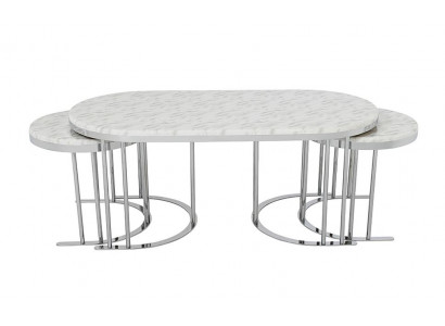Set 3x Couchtisch Weiß Kaffeetisch Beistelltisch Designer Wohnzimmertisch Tische