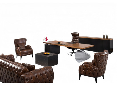 Set Arbeitszimmer Sessel Sofa Couchtisch Schreibtisch Armstuhl Relaxsessel 6tlg