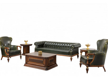 Chesterfield Sofa Couch Garnitur 3+1+1 Büroeinrichtung Tisch Couchtisch 6tlg.