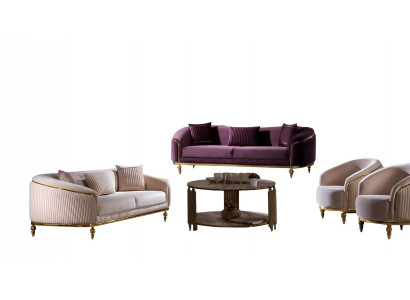 Sofagarnitur Wohnzimmer Set Sofa 3+3+1+1 Sitzer Polster Beige 4tlg Modern Möbel
