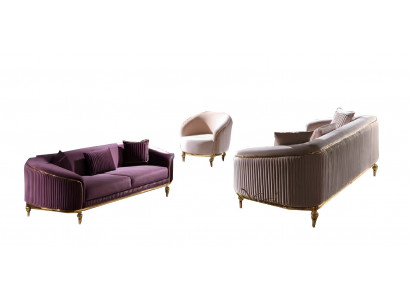 Sofagarnitur Sofa 3+1+1 Sitzer Wohnzimmer Set 3tlg Sofas Modern Beige Stil