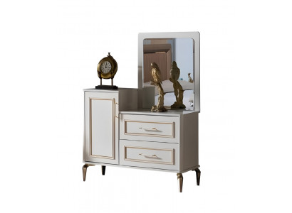Schlafzimmer Set Schminktisch + Spiegel Kosmetiktisch Make-up Tisch Weiß 2tlg.