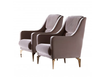 Sessel 1 Sitzer Wohnzimmer Moderne Design Elegantes Möbel Beige Luxus
