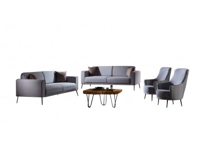 Sofagarnitur Wohnzimmer Set Sofa 3+3+1+1 Sitzer Polster Grau 4tlg Modern Möbel