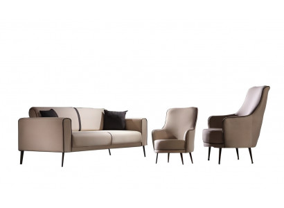 Sofagarnitur Sofa 3+1+1 Sitzer Wohnzimmer Set 3tlg Sofas Modern Beige Stil