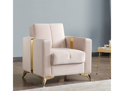 Sessel Design Couch Sofa Relax Hochwertig Textil Polster Sitzer Luxus Beige