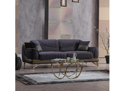 Schwarz Dreisitzer Sofa Lounge Luxus 3-Sitzer Design Couchen Polster Sofas